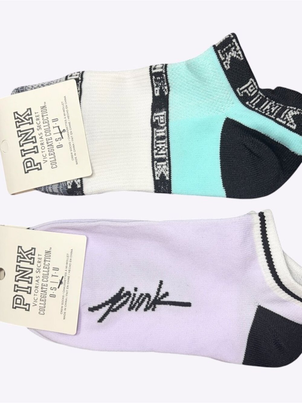 VICTORIA SECRET PINK - COLLEGIATE SOCKS 2 PAIR